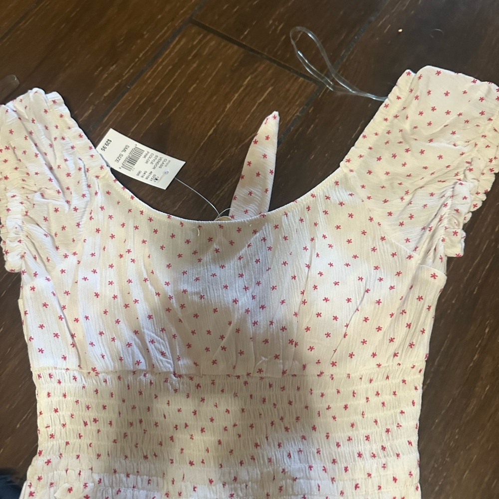White Dress with Pink Star Pattern
